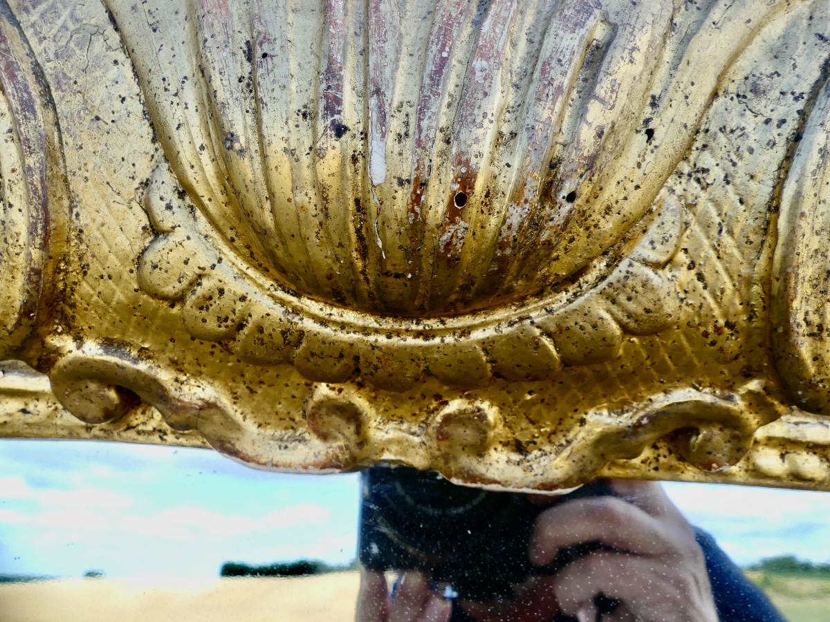 Miroir en bois sculpté et doré, Louis XIV/ Régence, début XVIII ème-photo-7