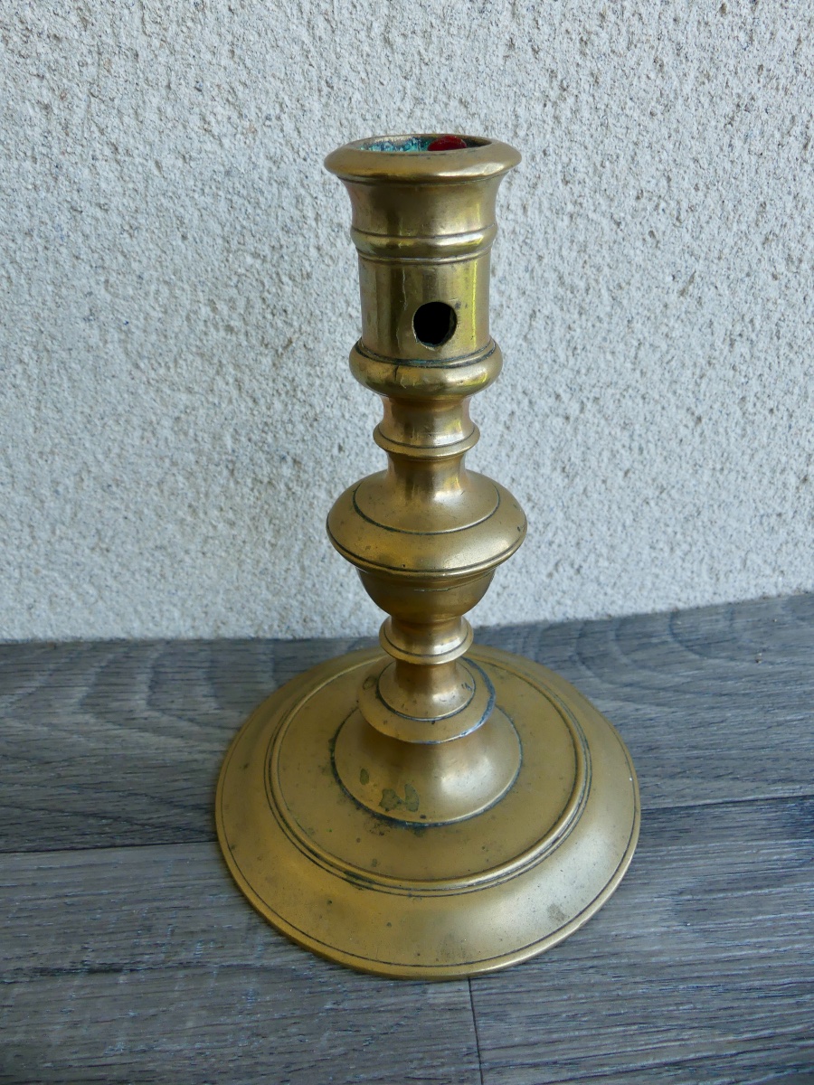 Bougeoir bronze Louis XIII, XVII ème.-photo-1
