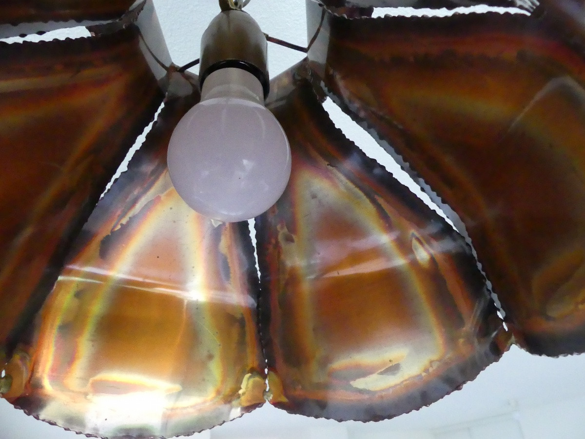 Tulip Chandelier, Pendant Light, Danish Brutalist Style, 20th Century.-photo-2