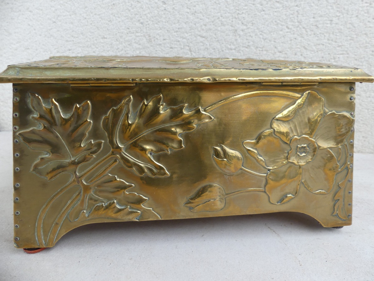 Brass Jewelry Box, Art Nouveau Style, 1900.-photo-4