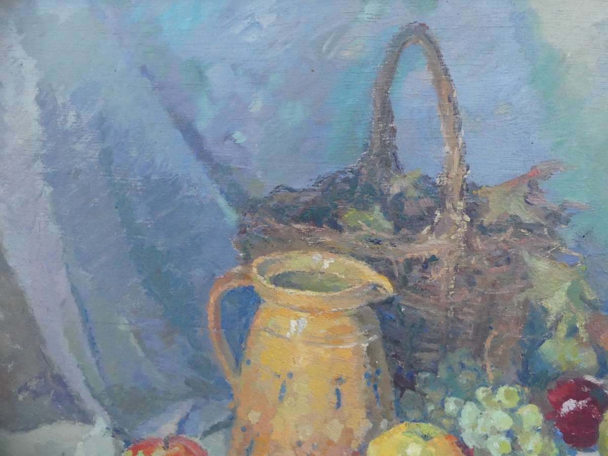 Oil On Panel, Still Life By René Vetter, Mid-20th Century-photo-2