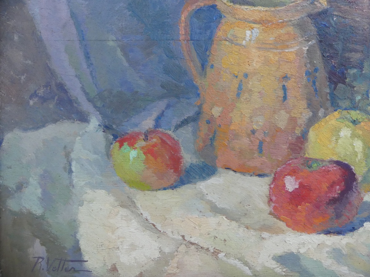 Oil On Panel, Still Life By René Vetter, Mid-20th Century-photo-3