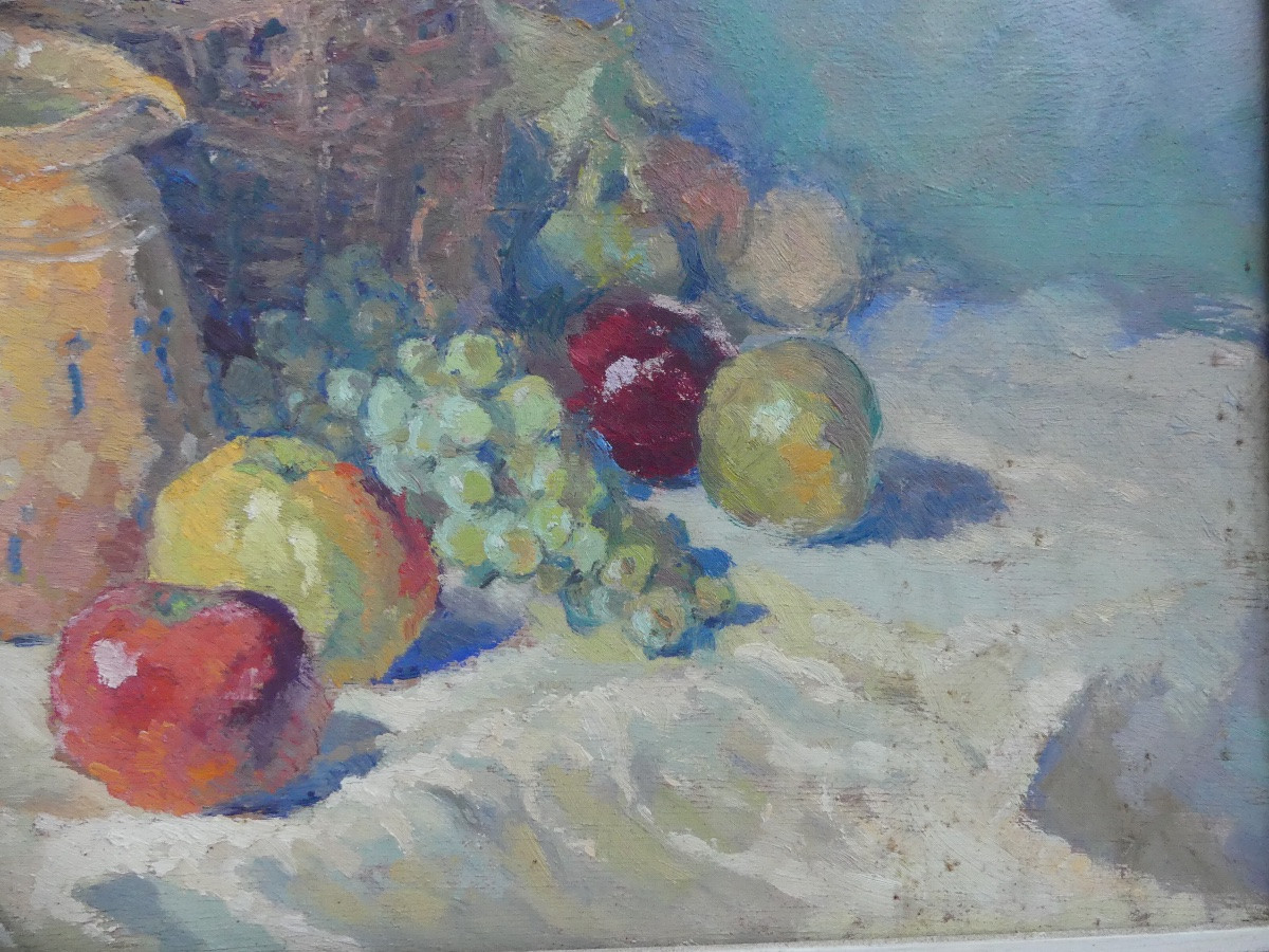 Oil On Panel, Still Life By René Vetter, Mid-20th Century-photo-1
