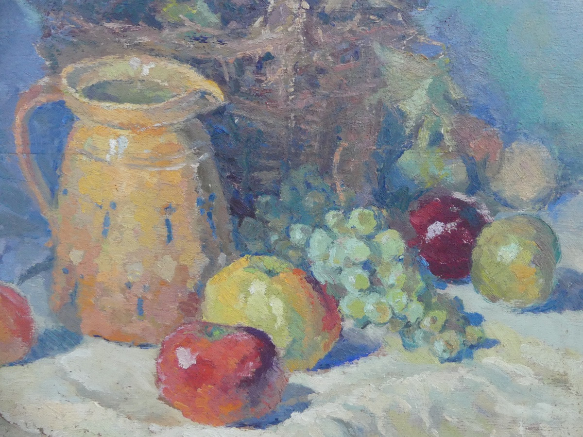 Oil On Panel, Still Life By René Vetter, Mid-20th Century-photo-2