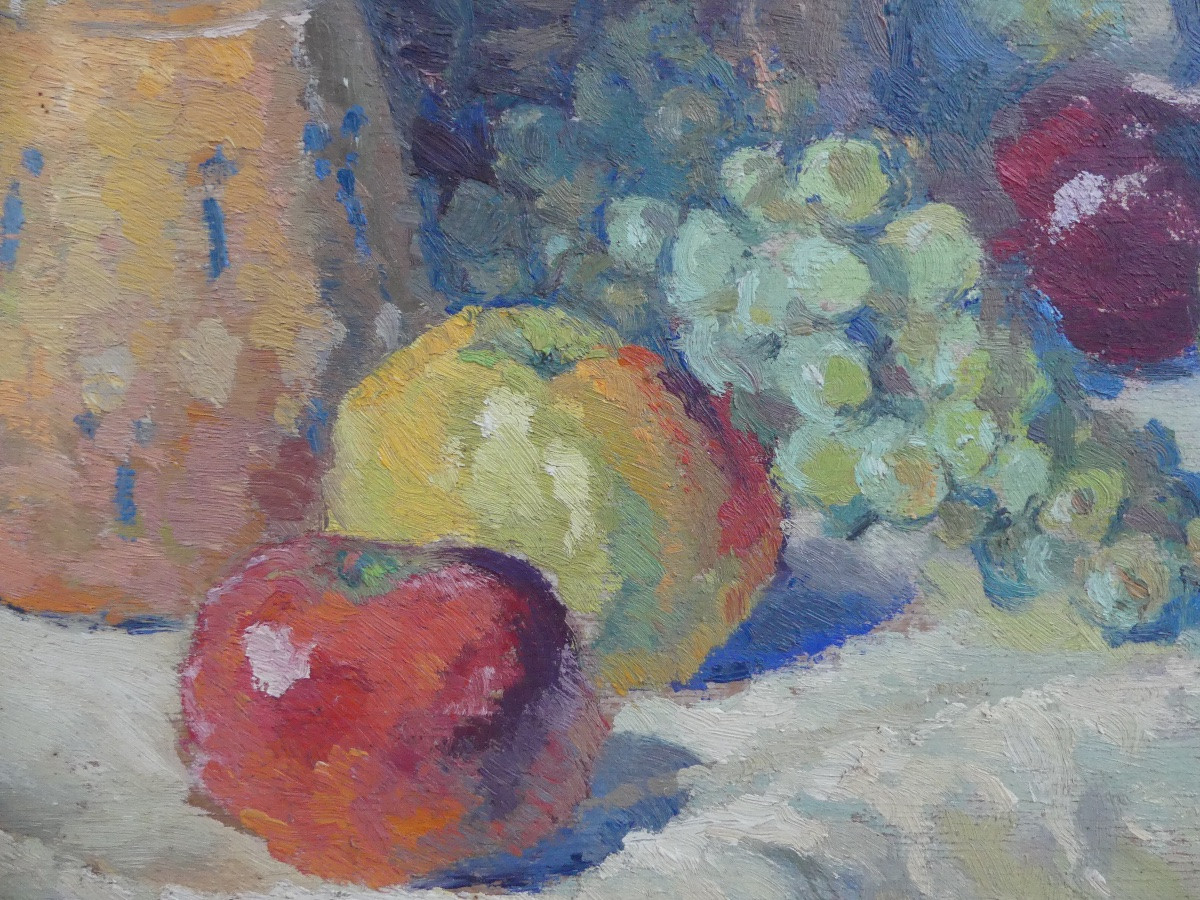 Oil On Panel, Still Life By René Vetter, Mid-20th Century-photo-3