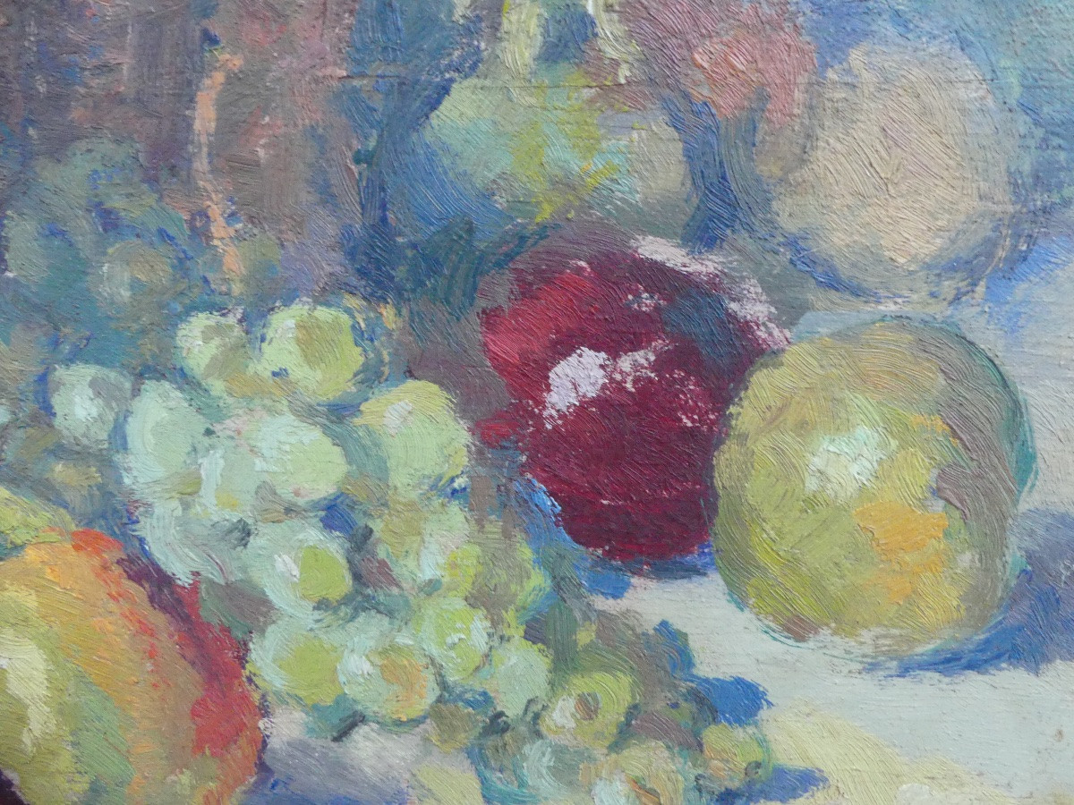 Oil On Panel, Still Life By René Vetter, Mid-20th Century-photo-5