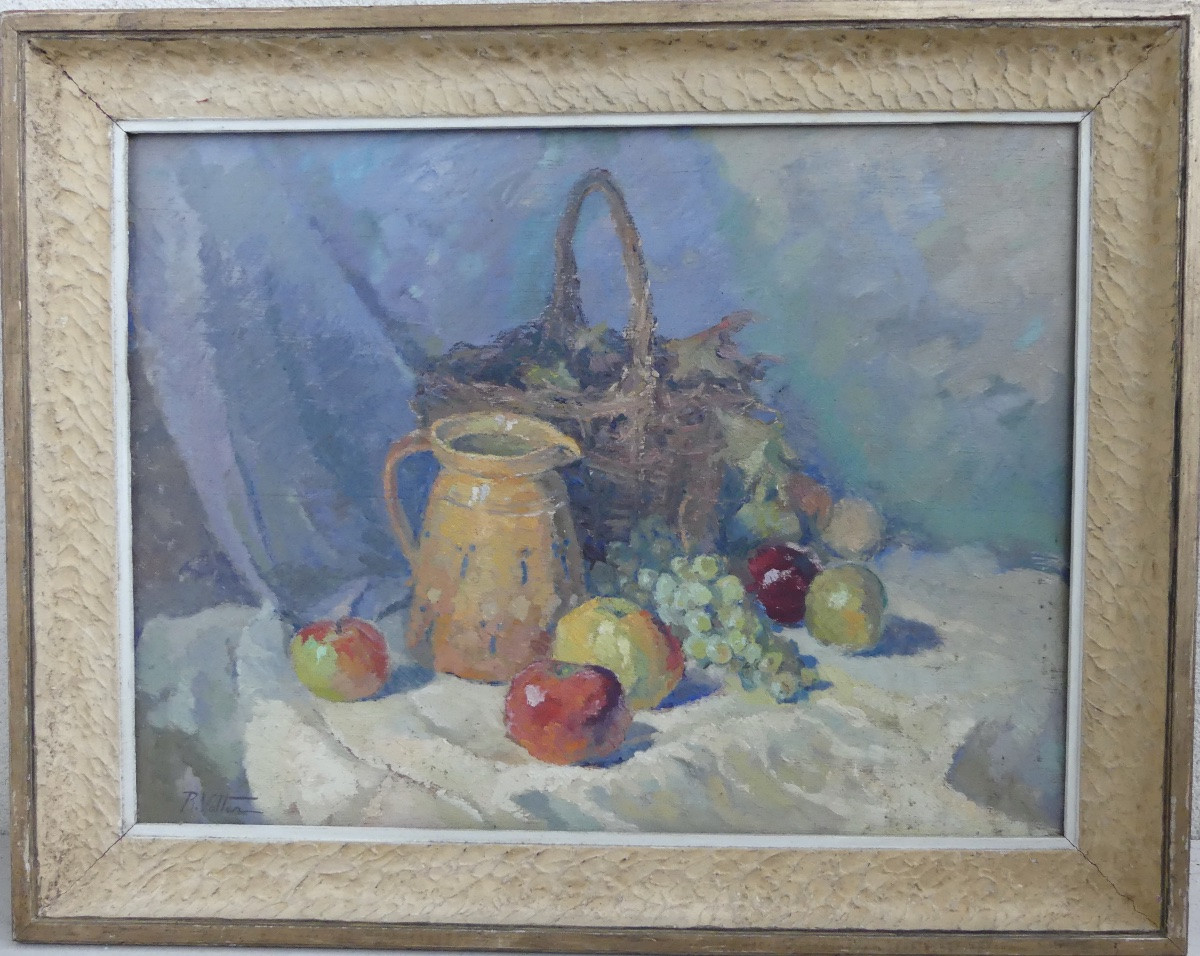 Oil On Panel, Still Life By René Vetter, Mid-20th Century-photo-6