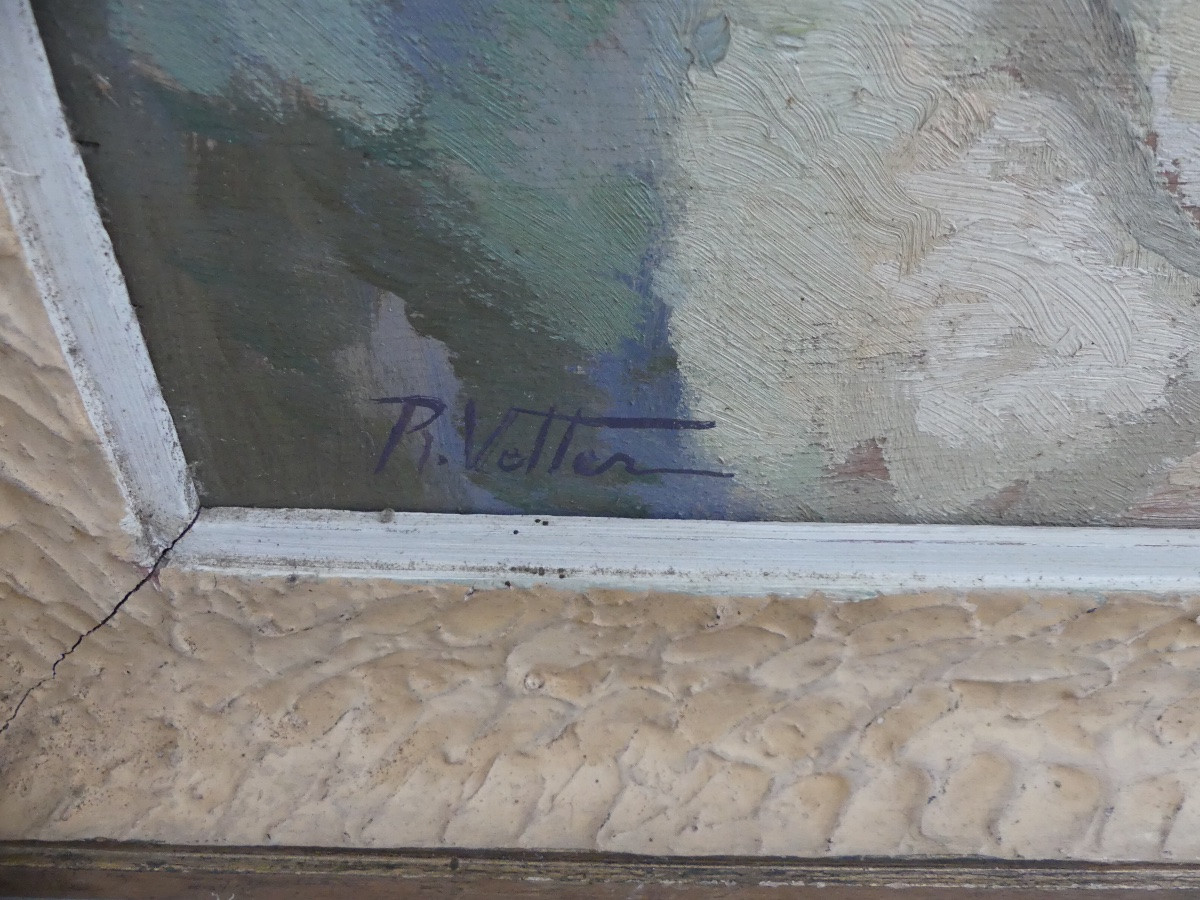 Oil On Panel, Still Life By René Vetter, Mid-20th Century-photo-7