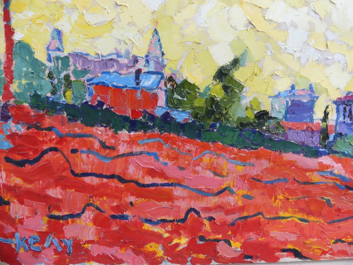 Huile sur toile de Kelly Villasenor, style «  open impressionism, XX/ XXI ème-photo-3