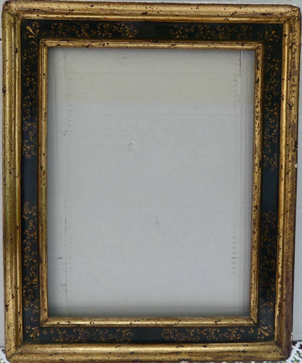 Gilded And Black Wood Frame, Italian Style 16th, 20th Century