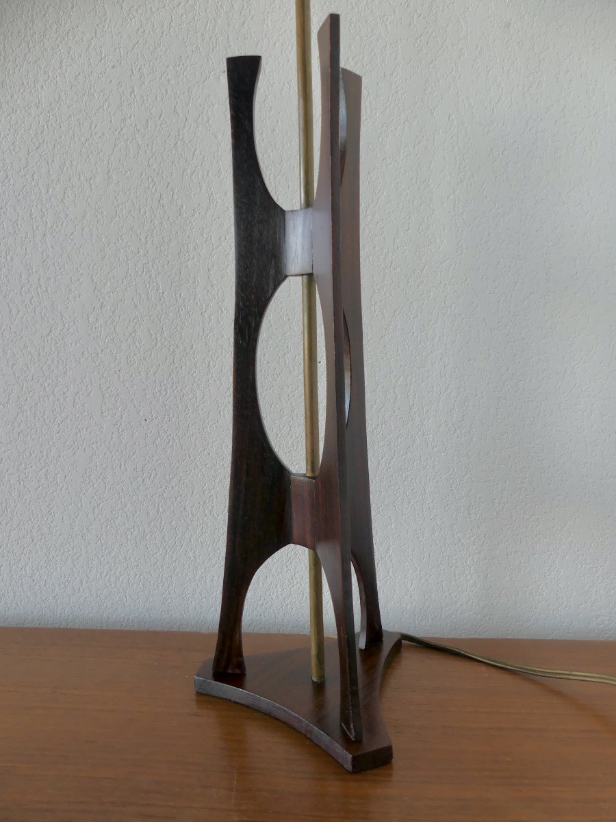Pied de lampe en palissandre de Rio, 1950/60, design XX ème.-photo-2