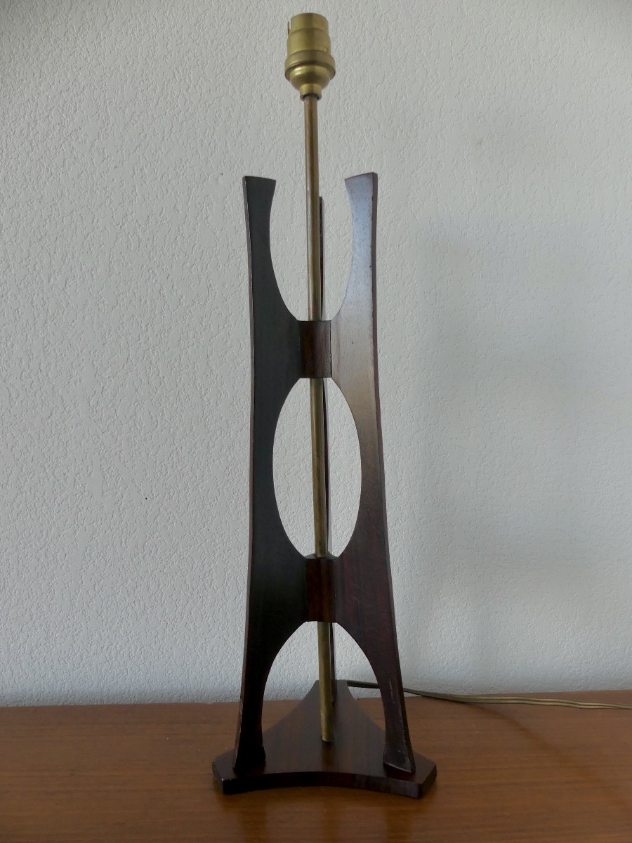 Pied de lampe en palissandre de Rio, 1950/60, design XX ème.