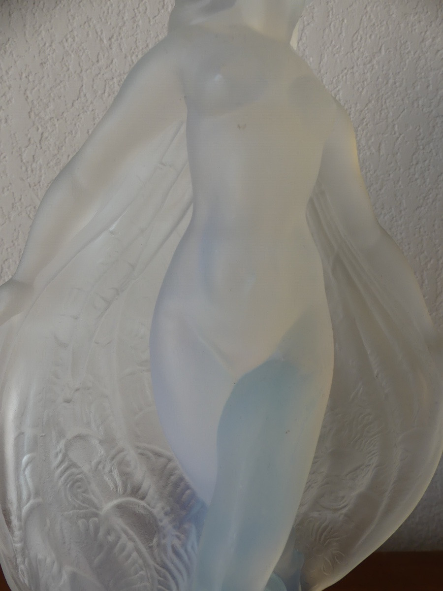 Veilleuse, lampe signée SABINO, verre opalescent, art déco, XX ème-photo-3