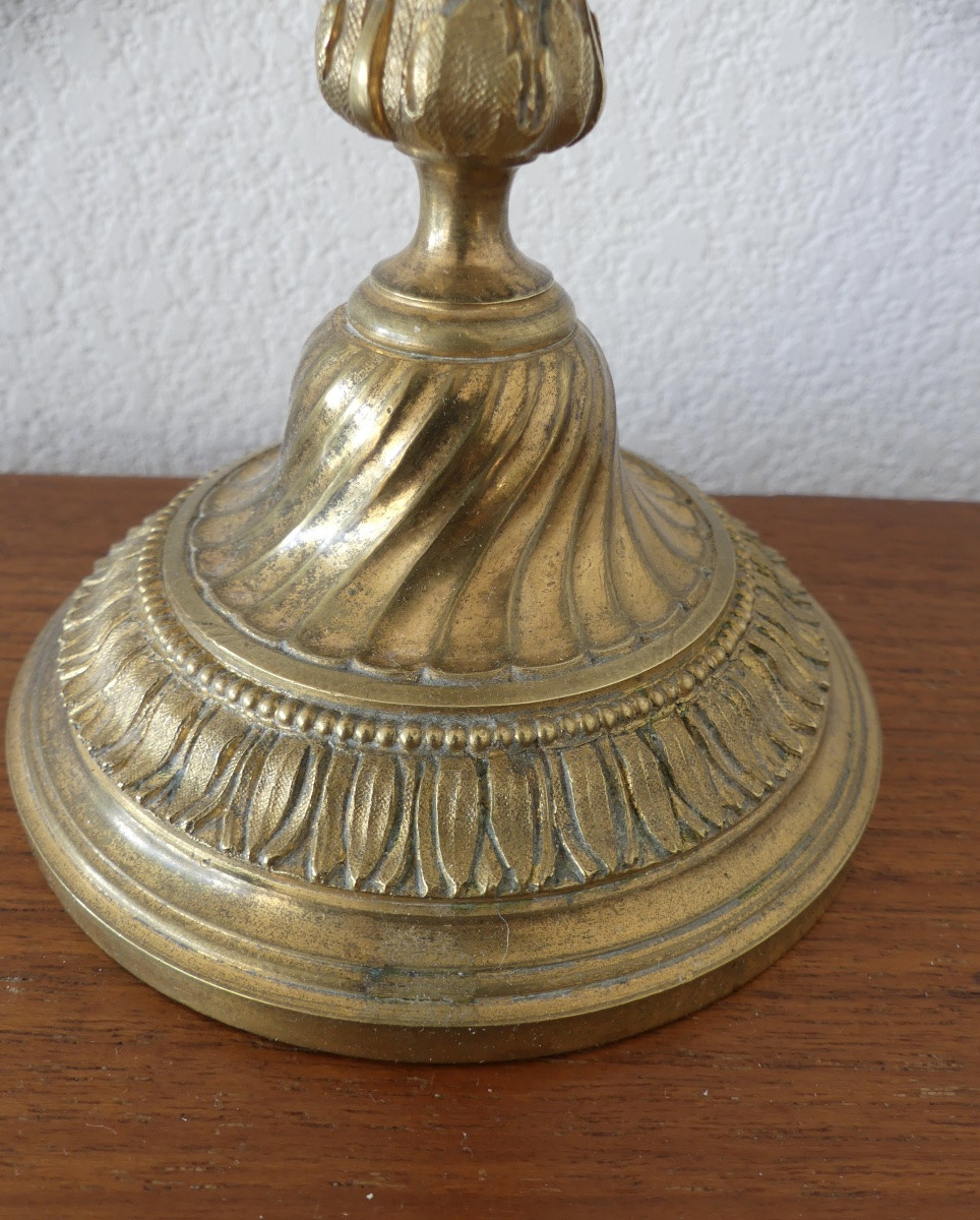 paire bougeoirs bronze doré style Louis XVI, Napoléon III.-photo-3