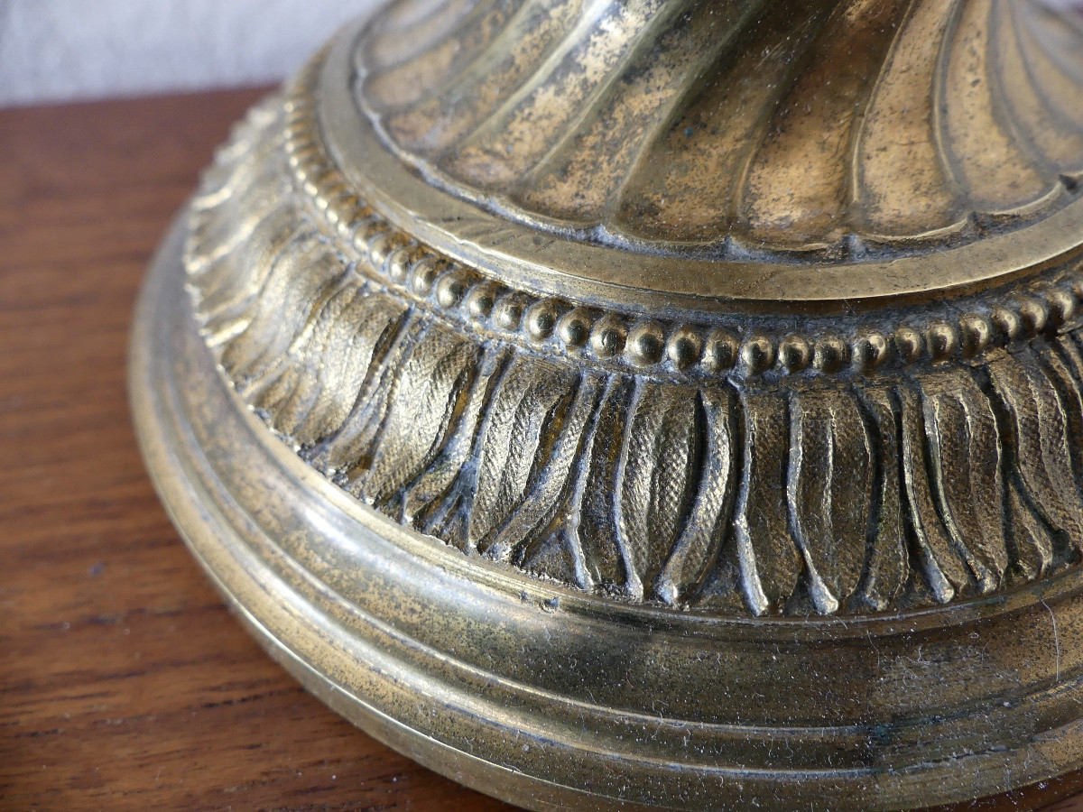 paire bougeoirs bronze doré style Louis XVI, Napoléon III.-photo-2