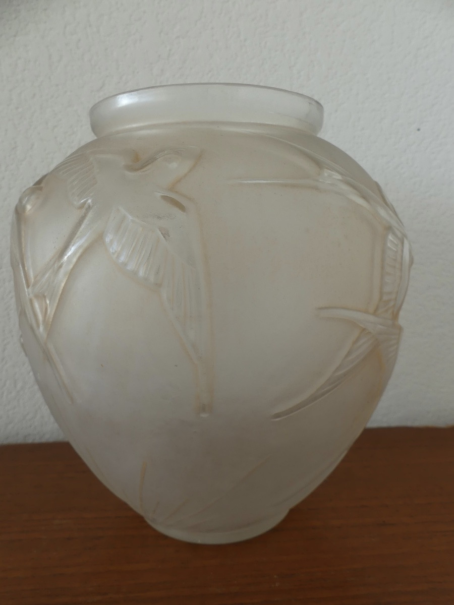 vase en verre de sabino, vers 1930, art déco.-photo-2