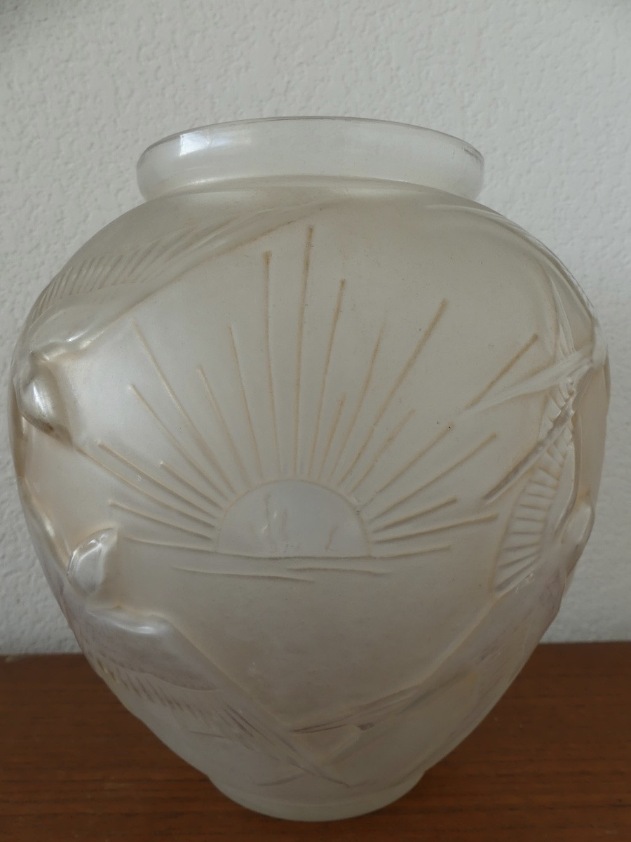 vase en verre de sabino, vers 1930, art déco.-photo-4