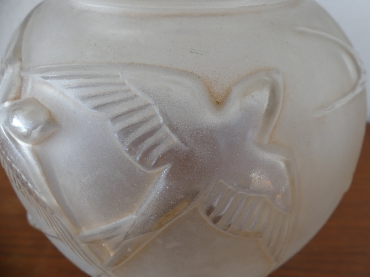 vase en verre de sabino, vers 1930, art déco.-photo-4