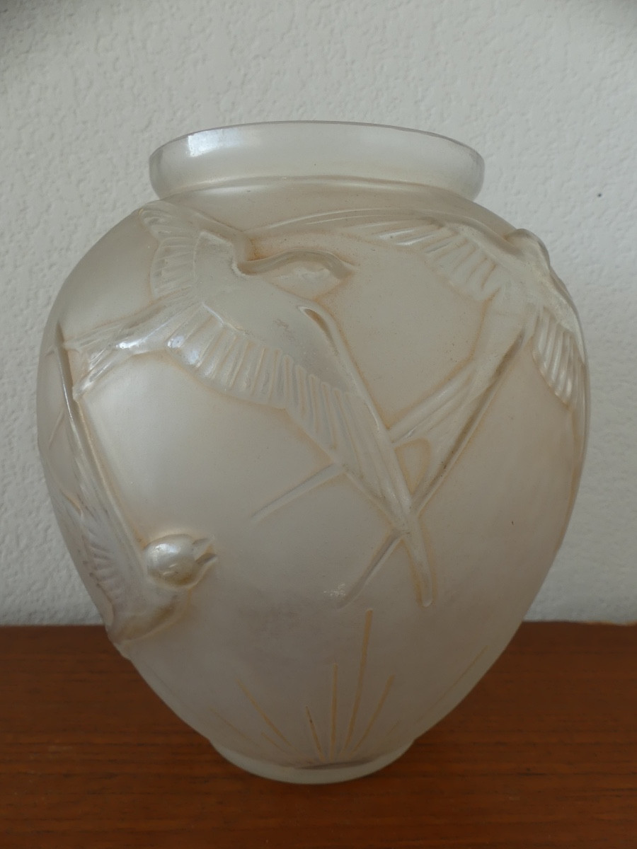vase en verre de sabino, vers 1930, art déco.