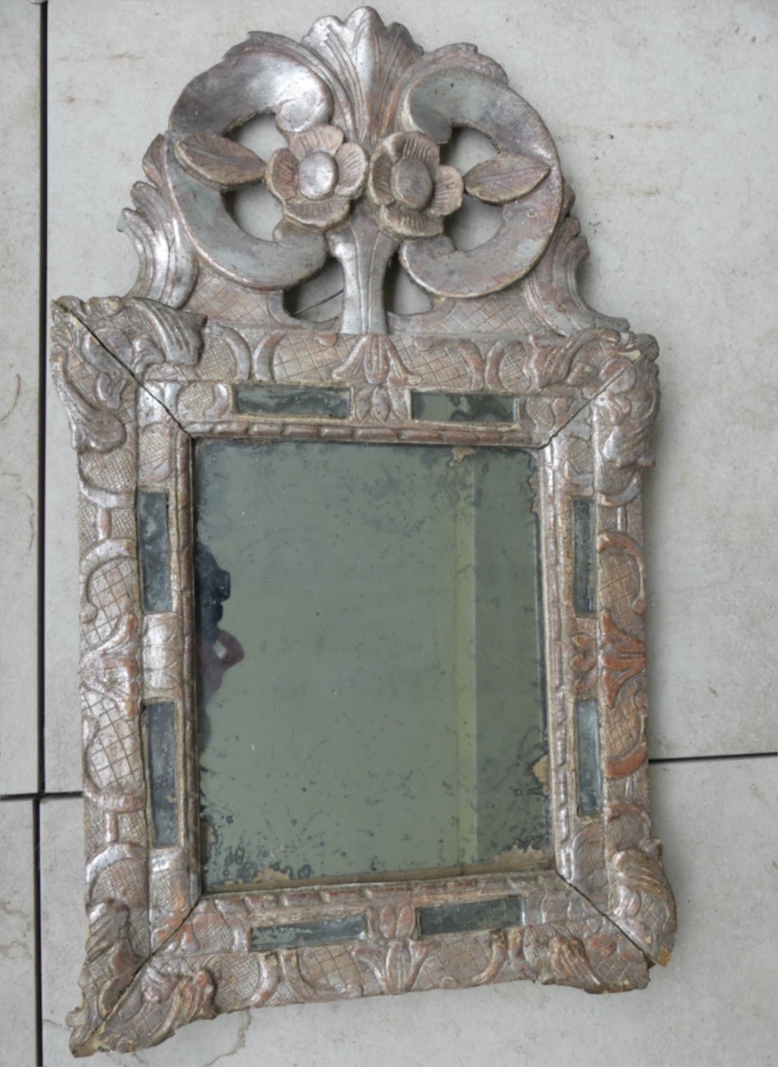 Carved Wood And Silver Mirror, Louis XIV, 18th Century