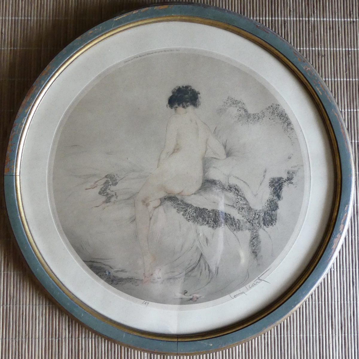 Louis Icart,  "le coucher", eau forte et aquatinte, signée, art deco-photo-3