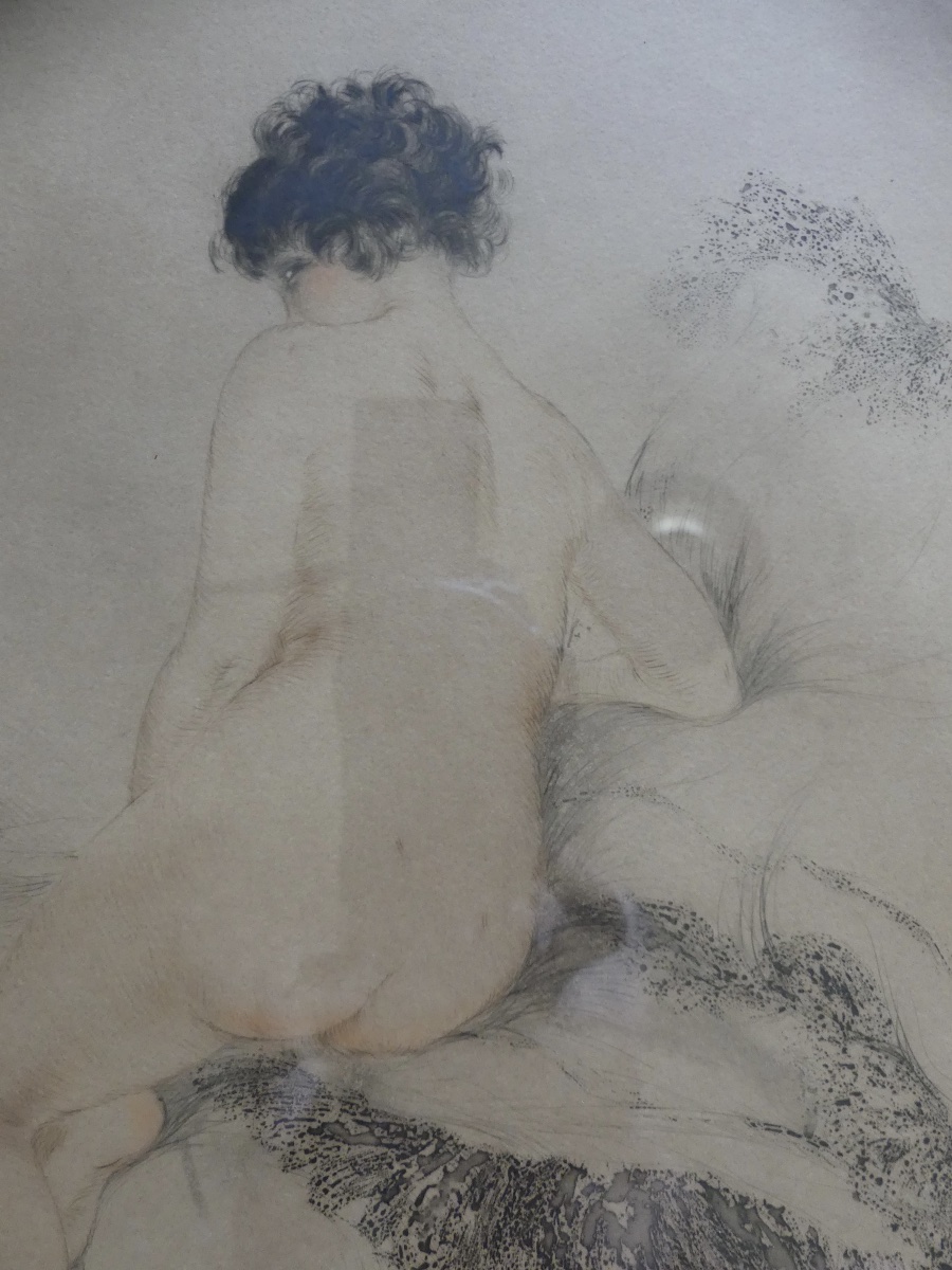 Louis Icart,  "le coucher", eau forte et aquatinte, signée, art deco-photo-4