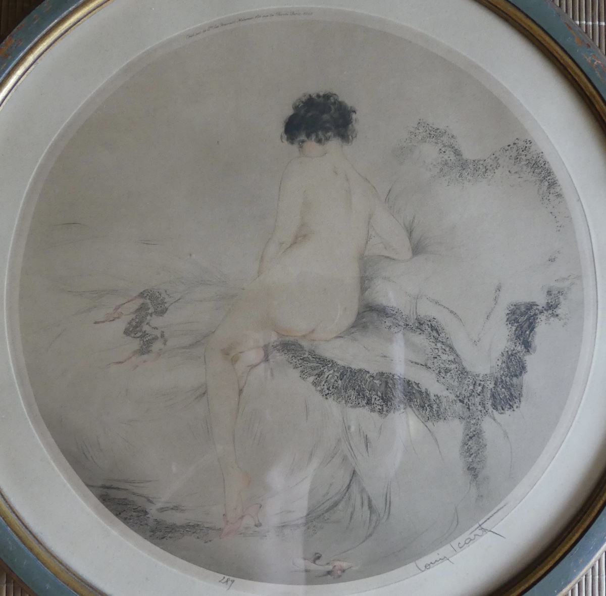 Louis Icart,  "le coucher", eau forte et aquatinte, signée, art deco
