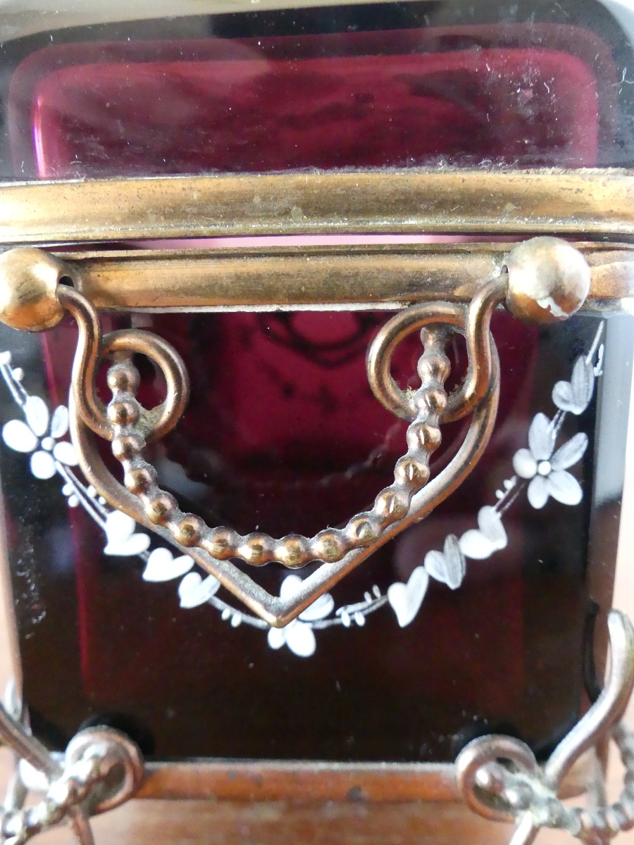 Enameled Opaline Jewelry Box, Restoration Period, 19th Century-photo-5