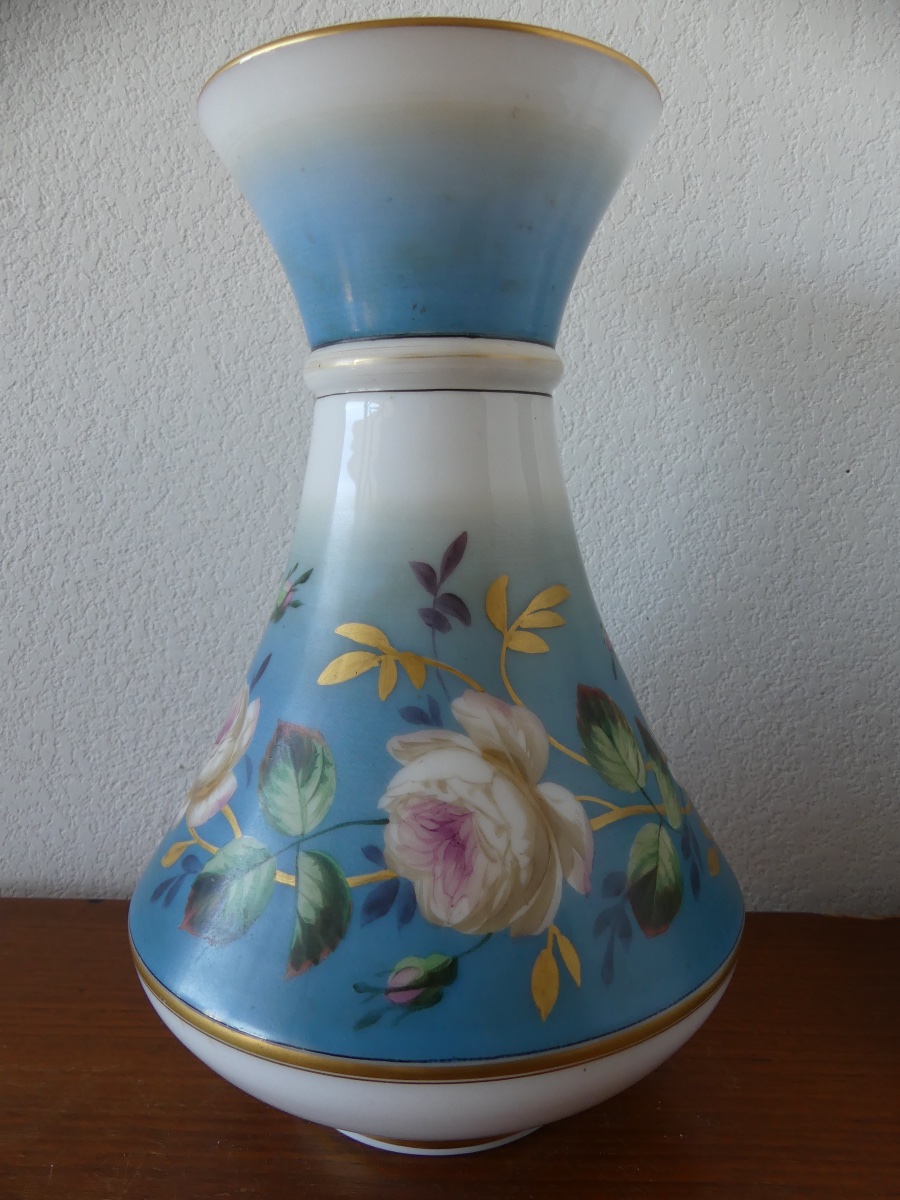 Paire vases opaline, milieu XIX ème.-photo-3