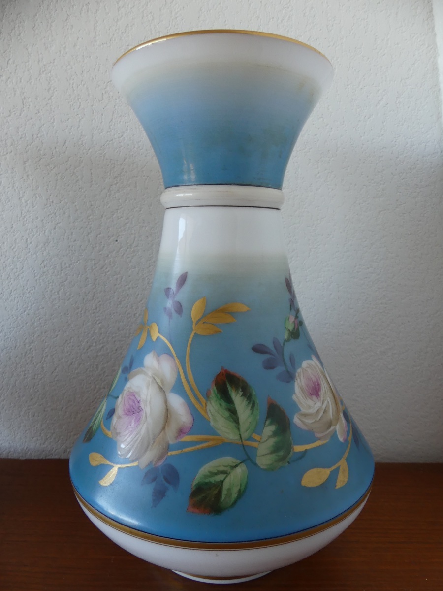 Paire vases opaline, milieu XIX ème.-photo-4