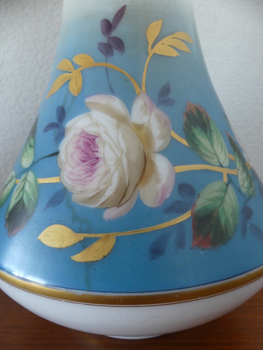 Paire vases opaline, milieu XIX ème.-photo-3