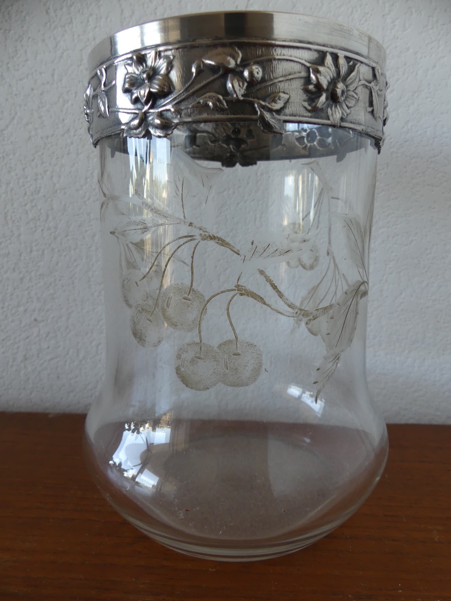 Cut Crystal Vase With A White Metal-set Neck, Signed Ercuis, Circa 1900, Art Nouveau.