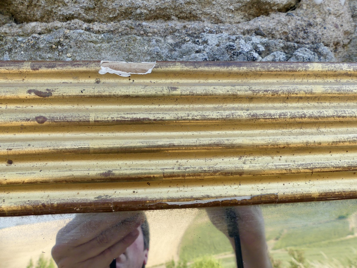 Miroir en bois doré à cannelures, Louis XVI/ fin XVIII ème-photo-2