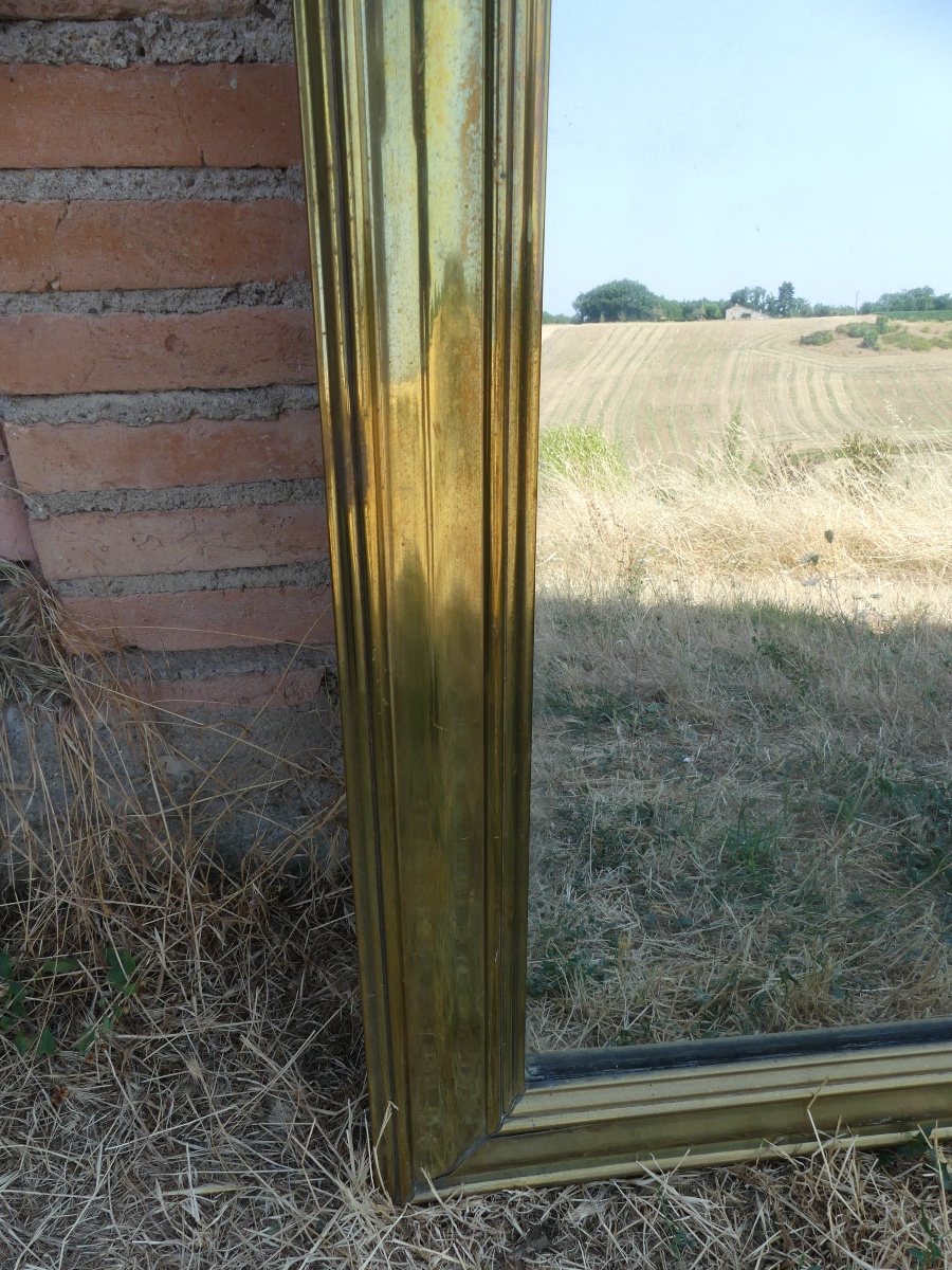 Brass Bistro Mirror, First Half Of The 19th Century.-photo-2