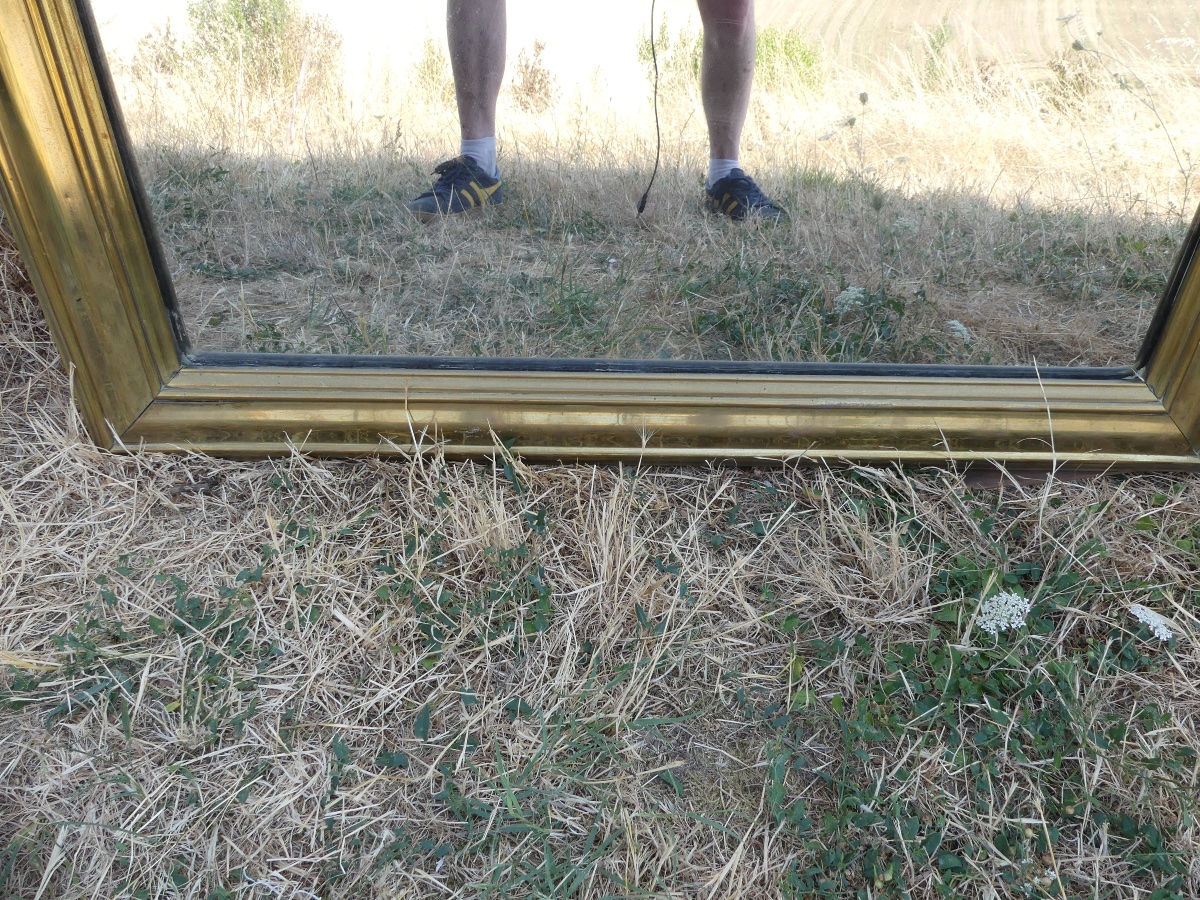 Brass Bistro Mirror, First Half Of The 19th Century.-photo-4
