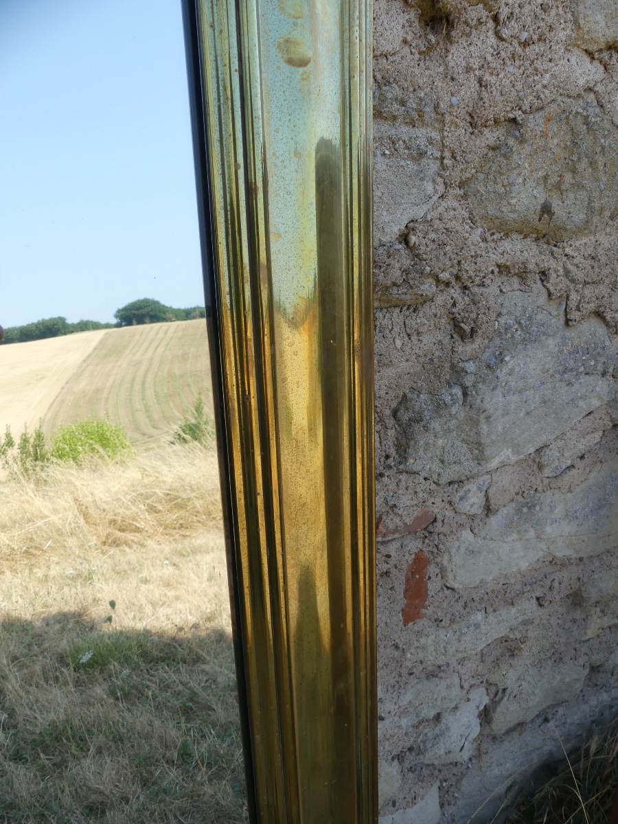 Brass Bistro Mirror, First Half Of The 19th Century.-photo-1