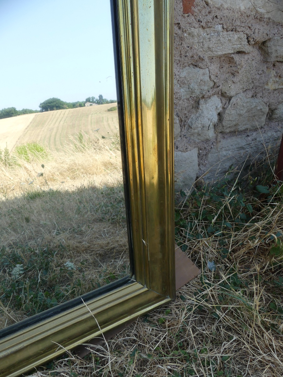 Brass Bistro Mirror, First Half Of The 19th Century.-photo-2