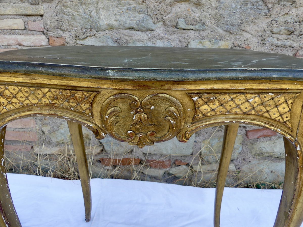 table en bois doré sculpté style Louis XV, début XX ème-photo-2
