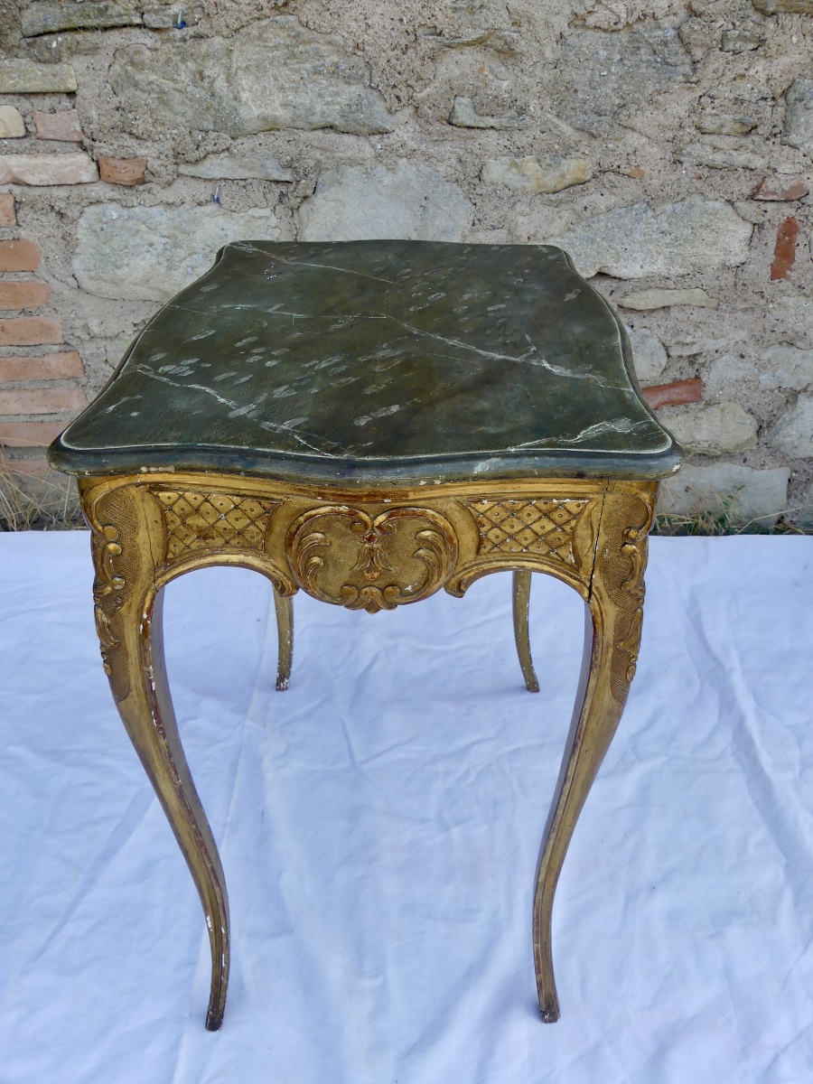 table en bois doré sculpté style Louis XV, début XX ème-photo-4