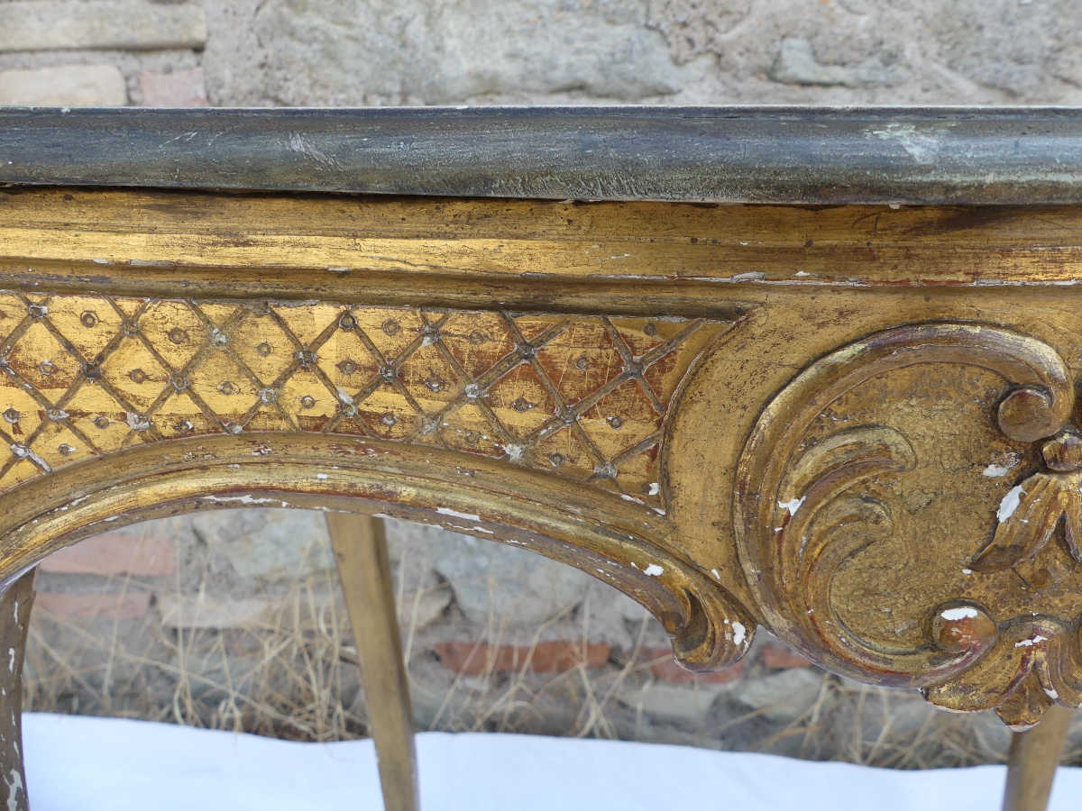 table en bois doré sculpté style Louis XV, début XX ème-photo-3