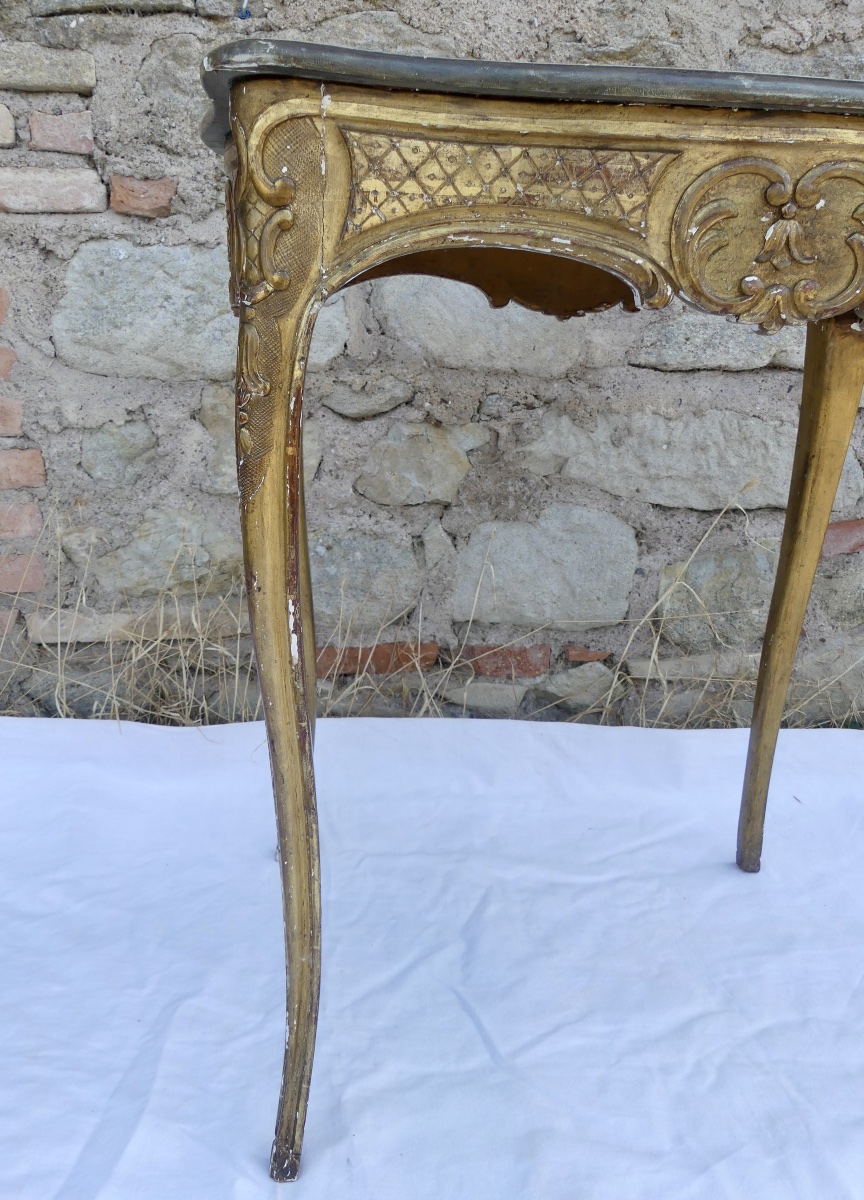 table en bois doré sculpté style Louis XV, début XX ème-photo-5