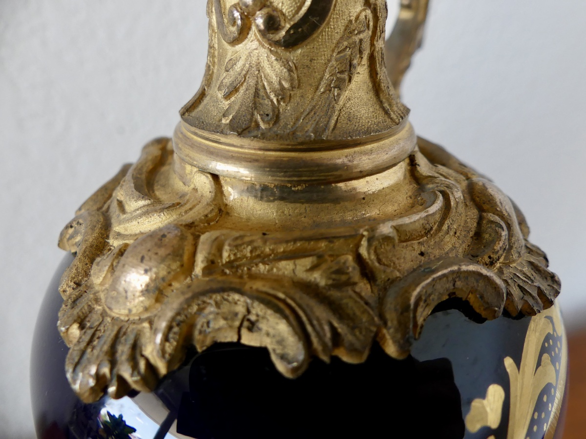 Porcelain Ewer With Bronze Mountings, Late 19th Century.-photo-4