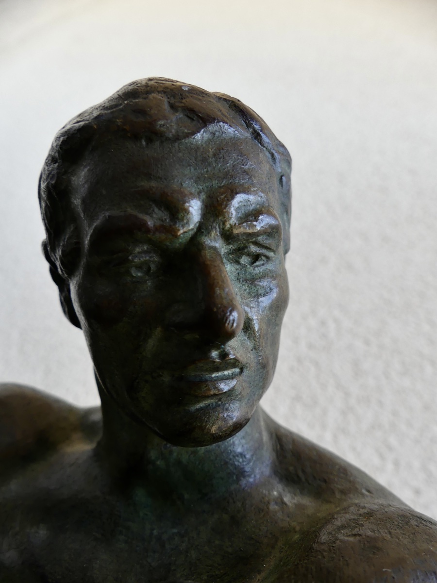 Bronze Sculpture  “  The Showdown ” , Alexandre Ouline, Art Deco.-photo-2