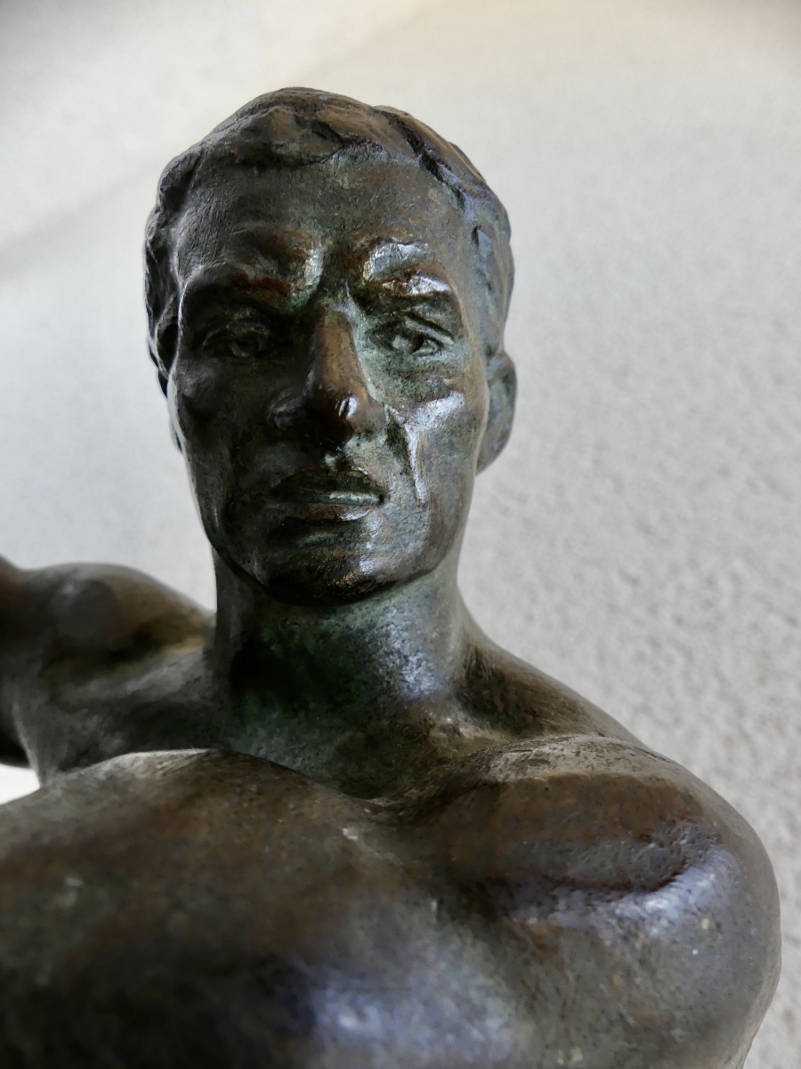 Bronze Sculpture  “  The Showdown ” , Alexandre Ouline, Art Deco.-photo-3