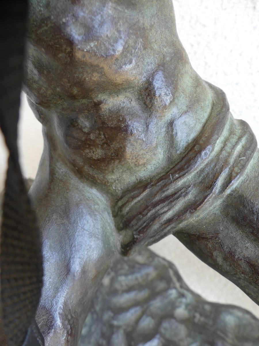 Bronze Sculpture  “  The Showdown ” , Alexandre Ouline, Art Deco.-photo-3