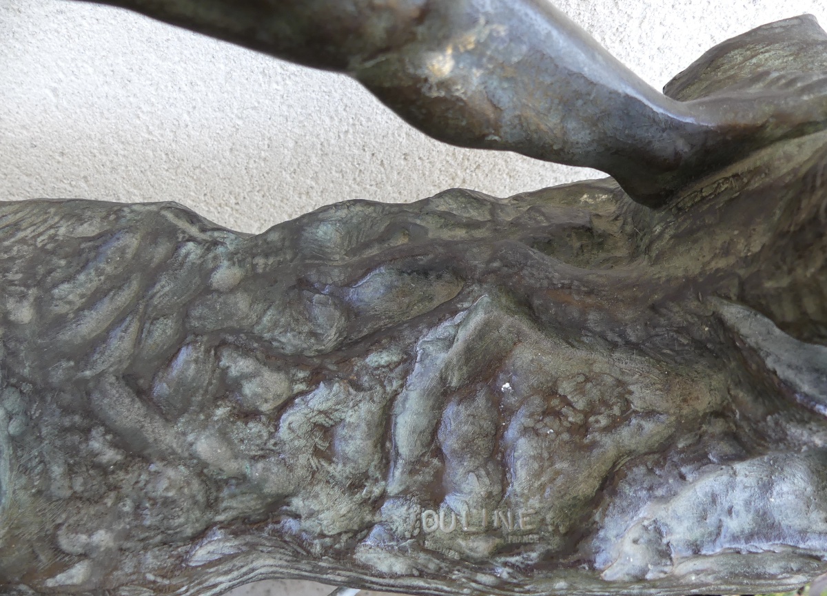 Bronze Sculpture  “  The Showdown ” , Alexandre Ouline, Art Deco.-photo-7