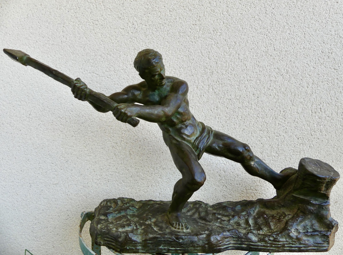 Bronze Sculpture  “  The Showdown ” , Alexandre Ouline, Art Deco.