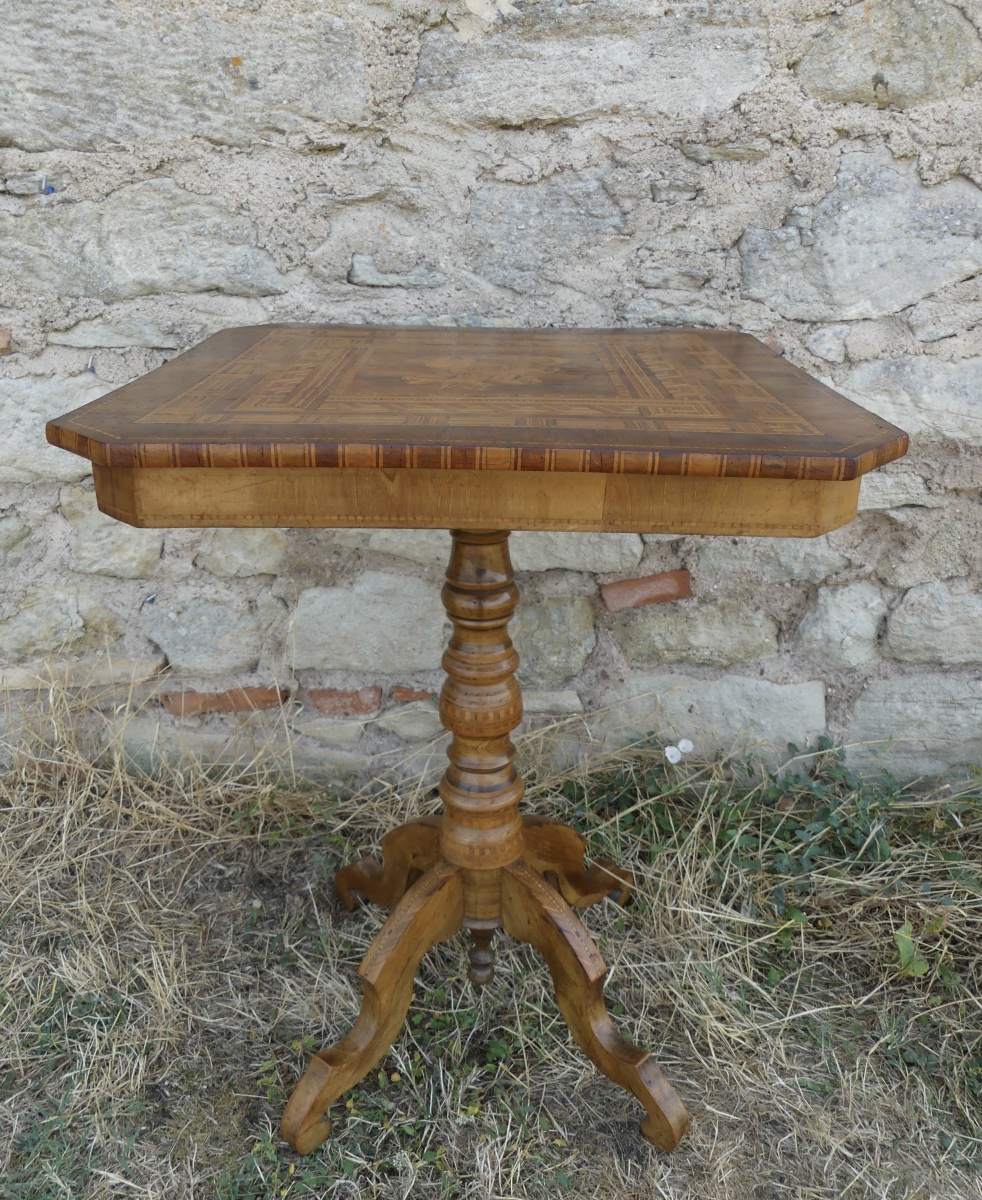 Marquetry Side Table From Sorrente, Italy, Mid-19th Century-photo-3