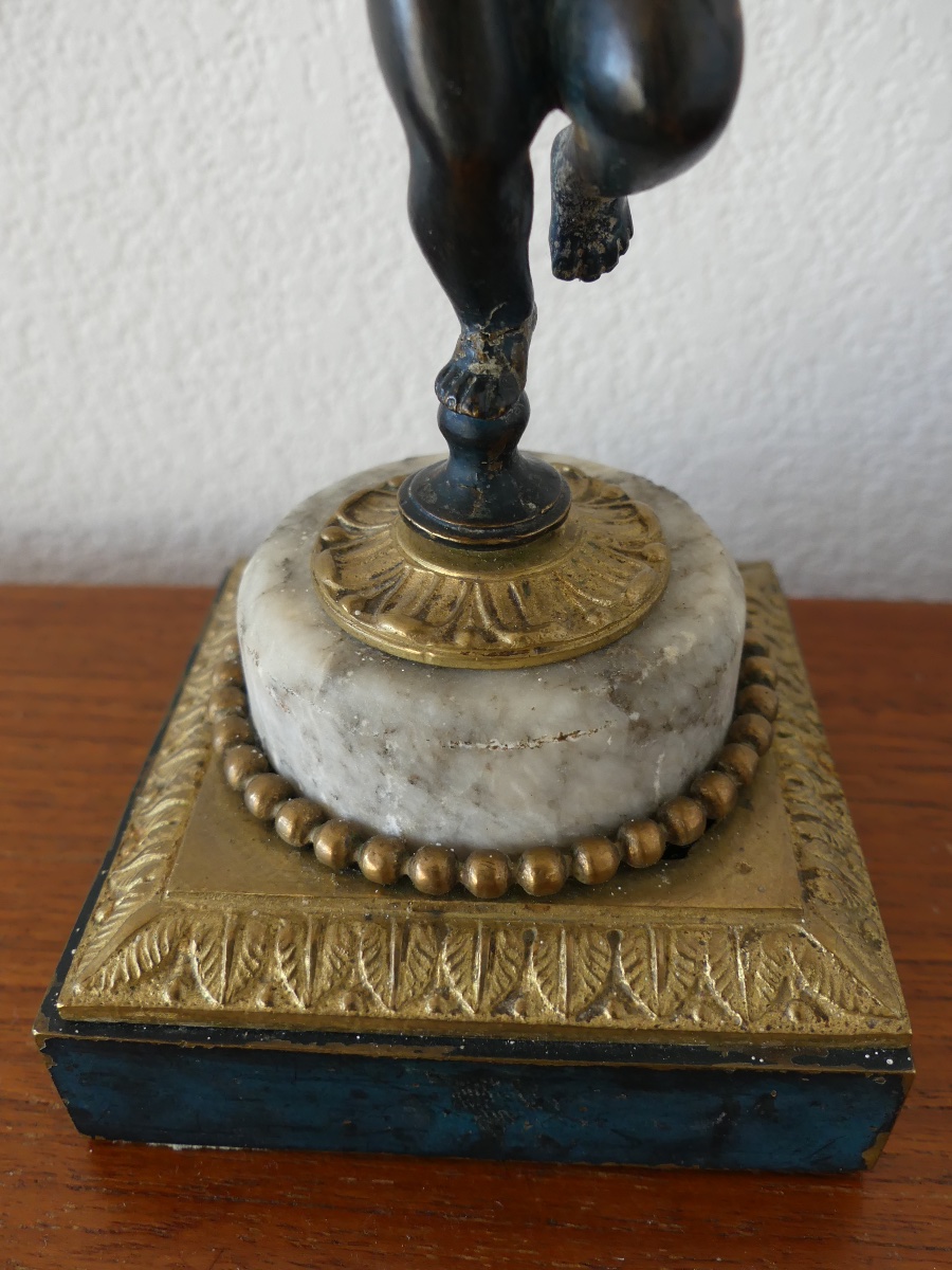 Pair Of Bronze Candlesticks With Two Patinas, Cherubs, Putti, Napoleon III Style-photo-1