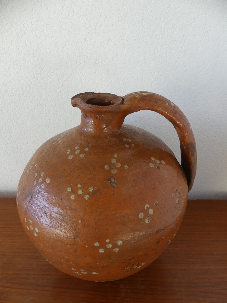 Water Jug, Glazed Earthenware Orjol, 19th Century-photo-2